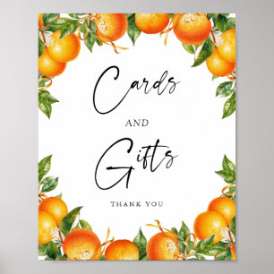 Moderne bruiloft Sinaasappels Citrus Kaarten en ge Poster