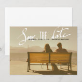 Moderne bruiloft slaat de foto van het datumscript save the date (Voorkant / Achterkant)