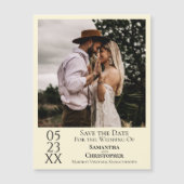 Moderne bruiloft Sparen de Datum Foto Ivory Magnet (Voorkant)