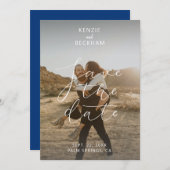 Moderne bruiloft sparen de Datum Foto's Calligrafi (Voorkant / Achterkant)