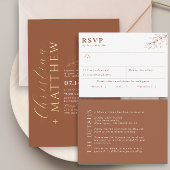 Moderne bruiloft terracotta details behuizing Kaar Informatiekaartje