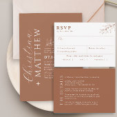 Moderne bruiloft terracotta details behuizing Kaar Informatiekaartje