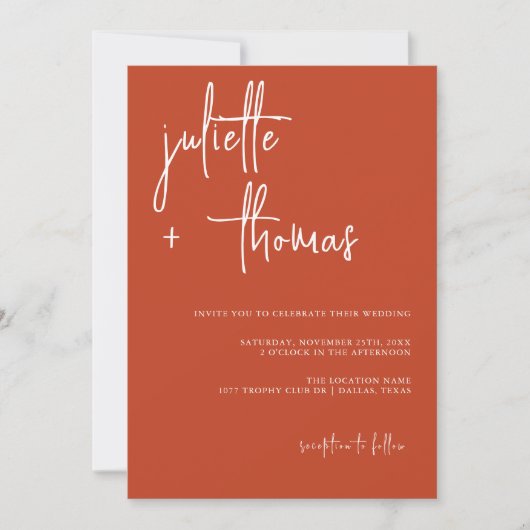 Moderne bruiloft uitnodiging met elegante kalligra (Voorkant)