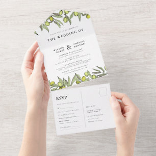 Moderne bruiloft voor filialen all in one uitnodiging