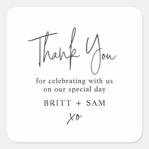 Moderne bruiloft voor handgeschreven handgeschreve vierkante sticker