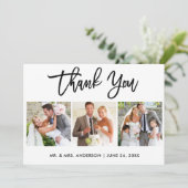 Moderne bruiloft voor penseel 3 foto bedankkaart (Staand voorkant)