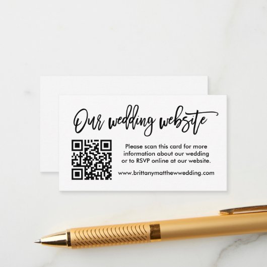 Moderne bruiloft voor penseel script QR Informatiekaartje (Voorkant / Achterkant in situ)