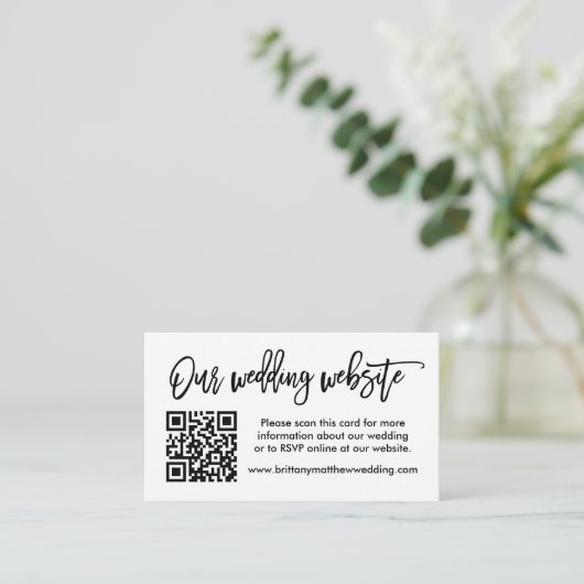 Moderne bruiloft voor penseel script QR Informatiekaartje (Staand voorkant)