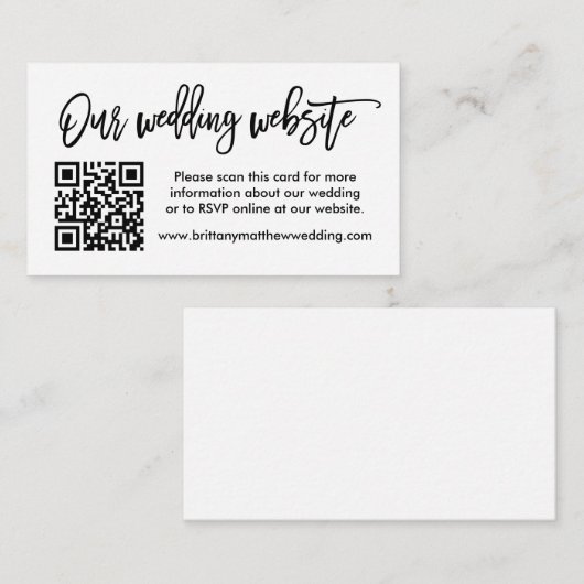 Moderne bruiloft voor penseel script QR Informatiekaartje (Voorkant / Achterkant)