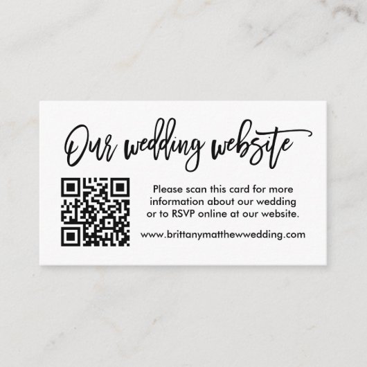 Moderne bruiloft voor penseel script QR Informatiekaartje (Voorkant)