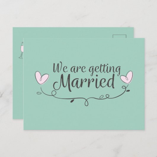Moderne bruiloft we worden getrouwd aankondigingskaart (Voorkant / Achterkant)