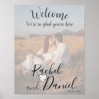 Moderne bruiloft welkom foto poster