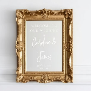 Moderne bruiloft welkom script spiegel raamsticker
