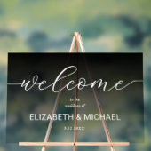 Moderne bruiloft Welkom Transparant Zwart Acryl Bord (Neutraal)