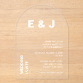 Moderne bruiloft witte tekst acryl uitnodiging acryl uitnodigingen (Voorkant)