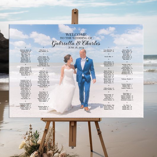 Moderne bruiloft zitgrafiek met foto, elegant canvas afdruk