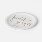 Moderne Bruiloftsshower Gouden Script & Wit Papieren Bordje (Gekanteld)