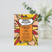 Moderne Bruiloftsshower in Comicbookstijl Uitnodiging Briefkaart (Staand voorkant)