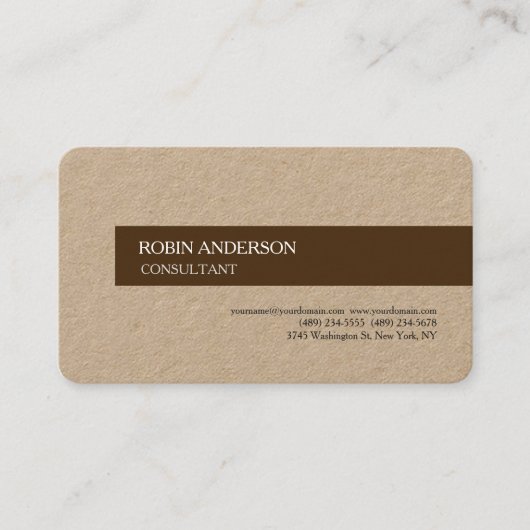 Moderne bruin-minimalistische platte professionele visitekaartje (Voorkant)