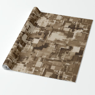 Moderne bruine beige esthetische gezellige cubisti cadeaupapier