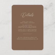Moderne bruine beige minimalistische trouwdetails 