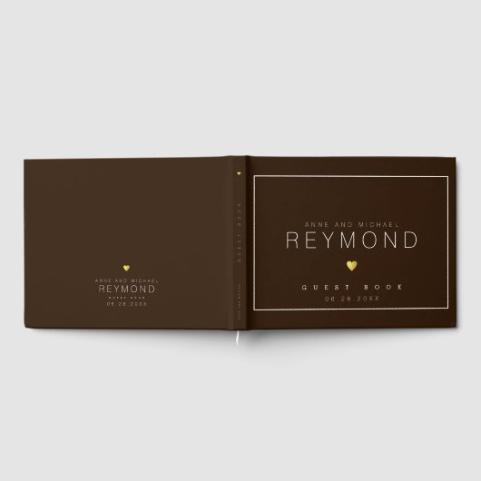 moderne bruine bruiloft gastenboek (Volledig)