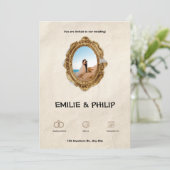 Moderne bruine bruiloft uitnodiging (Staand voorkant)