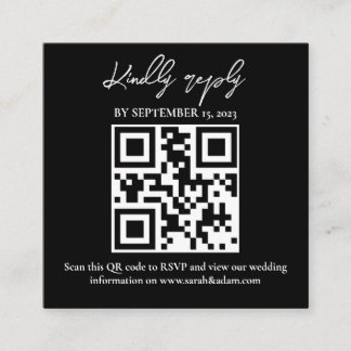 Moderne bruine bruine bruine bruiloft QR-code RSVP Informatiekaartje