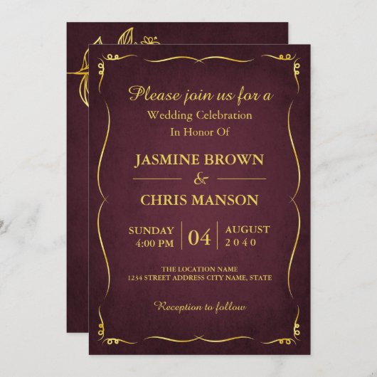 Moderne bruine bruisterij en goudweddenschap in vi kaart (Voorkant / Achterkant)