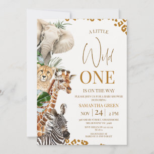 Moderne bruine cheeta safari wilde één baby shower kaart