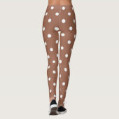 Moderne bruine en witte poka punts patroon leggings (Achterkant)