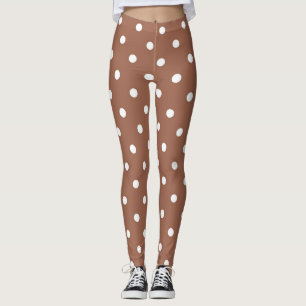 Moderne bruine en witte poka punts patroon leggings