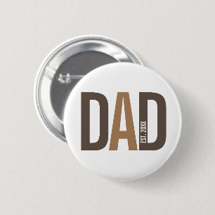 Moderne Bruine Gepersonaliseerde Vader Opgericht Ronde Button 5,7 Cm