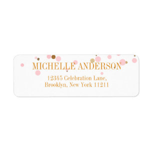 Moderne bruine goudglitter Confetti Etiket