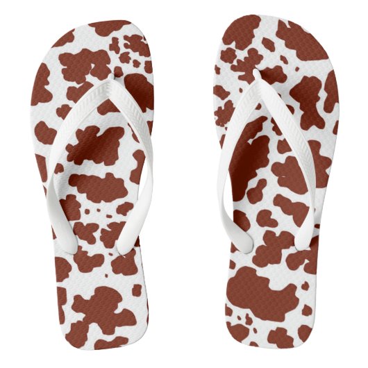 Moderne bruine Koe spots print cowboyboer Teenslippers (Voetbed)