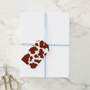 Moderne bruine Koe vlekken Print Cadeaulabel