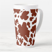 Moderne bruine Koe vlekken Print Latte Mok (Rechterhoek)
