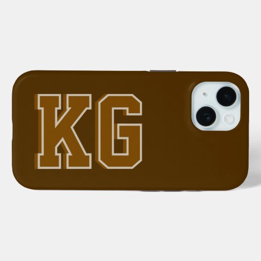 Moderne bruine monogram-initiaal Case-Mate iPhone case (Achterkant (horizontaal))
