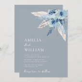 moderne bruine pampas - bruinkoolvis uitnodiging (Voorkant / Achterkant)