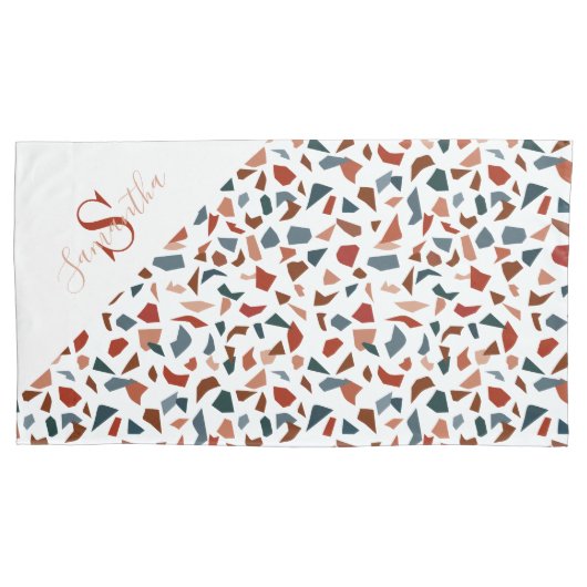 Moderne bruine patroonmonogram kussensloop (Voorkant)