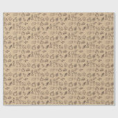 Moderne Bruine Schattigee Herfst Doodle Pattern Th Cadeaupapier (Vlak)