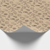 Moderne Bruine Schattigee Herfst Doodle Pattern Th Cadeaupapier (Hoek)
