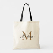Moderne bruine script naam monogram tas (Achterkant)