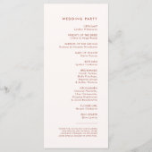 Moderne bruine sneeuwroze bruiloft programma (Achterkant)