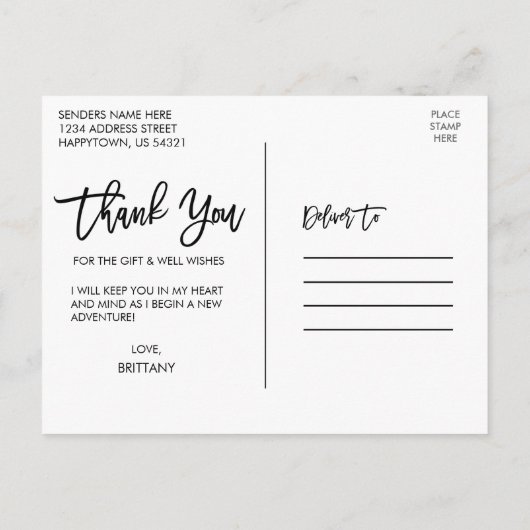 Moderne Brush Script Afstudeer Bedankt W Briefkaart (Achterkant)