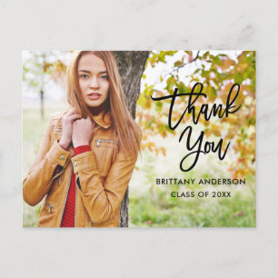 Moderne Brush Script Afstudeer Dank Je Wel Zwart Briefkaart