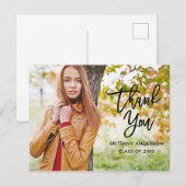 Moderne Brush Script Afstudeer Dank Je Wel Zwart Briefkaart (Voorkant / Achterkant)