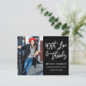 Moderne Brush Script Afstudeerliefde Bedankt Briefkaart (Staand voorkant)