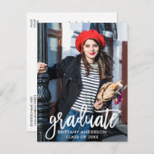 Moderne Brush Script Afstuderen Party Foto Uitnodiging Briefkaart (Voorkant / Achterkant)