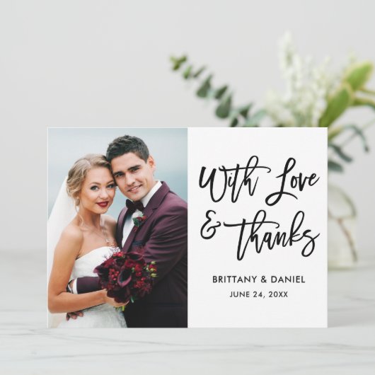 Moderne Brush Script Amour et Merci Mariage What (Debout devant)